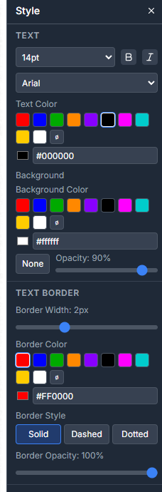 Text style panel